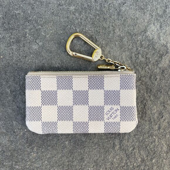 LOUIS VUITTON Key Pouch Key Cles Wallet Damier Azur Key Chain Coin Pouch - Picture 7 of 10
